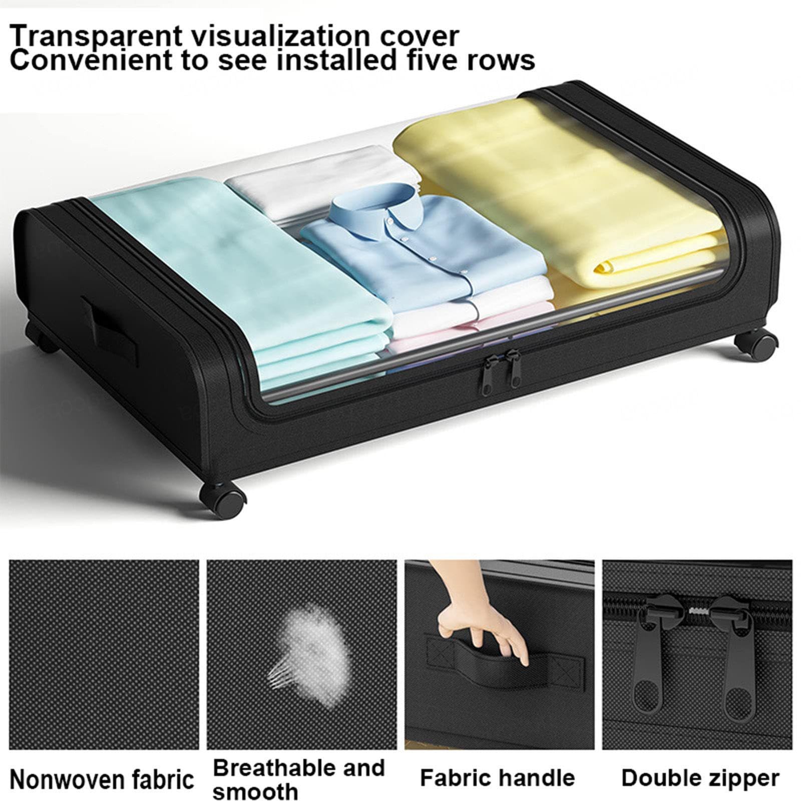 Amazon｜蓋付きベッド下収納ボックス 2個パック、車輪付き大型ベッド下